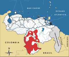 Mapa de distribución de Ateles belzebuth