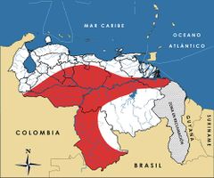 Mapa de distribución de Podocnemis unifilis